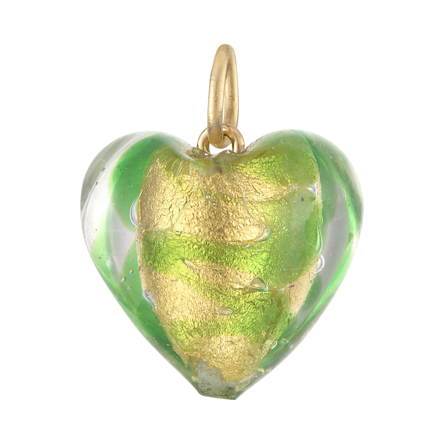 Vintage Murano Glass Heart 14K Gold Charm
